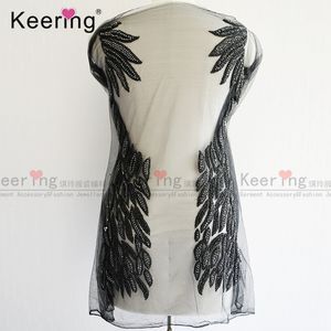 แผ่นปะติดเสื้อตัวบนสำหรับเจ้าสาวประดับ<span class=keywords><strong>ม</strong></span>ุกคริสตัลใสสีดำงานแฮนด์เ<span class=keywords><strong>ม</strong></span>ดสวยงา<span class=keywords><strong>ม</strong></span> WDP-076ชุดแต่งงาน - Product Image 3