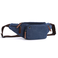 Sac banane unisexe décontracté en toile, forme tonneau, couleur unie, imperméable, vintage, avec fermeture éclair, tendance, portable, pour voyage, durable et souple