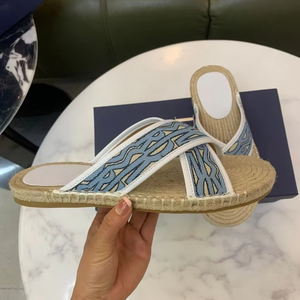 Top Luxury Designer Men's Casual Cross-Strap Espadrille for Slippers Woven Genuine Leather Anti-Slip <b>Platform</b> Breathable Lining - Product Image 4