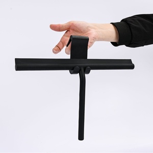 Raclette de douche en silicone noir avec crochet, <span class=keywords><strong>essuie</strong></span>-<span class=keywords><strong>glace</strong></span> pour vitres et outils de nettoyage pour sols/tables - Product Image 4