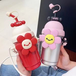 316 Stainless Steel Insulated Water Bottle <b>Large</b> Capacity Portable Travel Coffee <b>Mug</b> For Men Women With Flower Design - Product Image 3