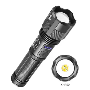 새로운 1500 루멘 USB 충전 긴 빔 거리 XHP50 토치 전술 Led 높은 루멘 손전등 고출력 xhp50 LED