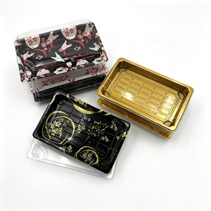 YSDisposable Vassoi in PET Nero con Coperchi Trasparenti, Scatole Rettangolari Personalizzabili con Logo, per Sushi Giapponese, Confezioni per Alimenti e Zucchero, Design Lussuoso - Product Image 4