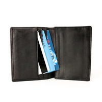 Dompet kulit Unisex, pemegang kartu profesional murah, Logo kustom, penutup terbuka, panjang huruf, ramah uang tunai