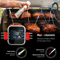 Thermomètre à viande numérique LED connecté Bluetooth Sonde en plastique de qualité alimentaire Minuterie Alarme Thermomètre domestique à steak moyen rare