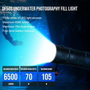 Cho DF50S 6500LM Chống Nước Lặn Biển UV Đèn <span class=keywords><strong>LED</strong></span> Video Dưới Nước 70M Đỏ Camera Chụp Ảnh Ba Màu Đổ Đầy Đèn Pin - Product Image 2