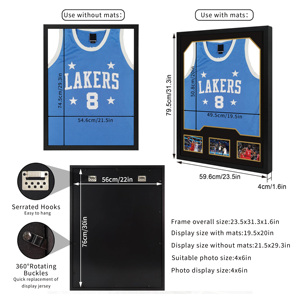 DX Designs Wholesale Metal Wooden Sports <strong>Jersey</strong> Display <strong>Frame</strong> - Shadow Box Case for Basketball/Football Shirt Storage &amp; Display - Product Image 5