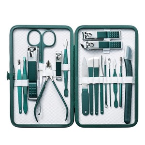 18Pcs Carbon Steel Infant <b>Nail</b> Clipper <b>Set</b> Green Manicure Grooming Kit for Travel Use - Product Image 1
