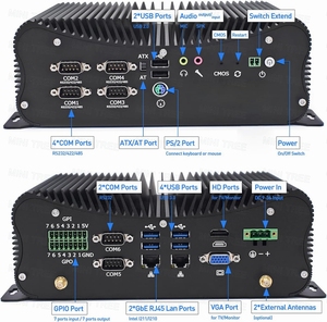 Computadora Industrial de 13ª Generación, Core I7 1355U 1370P HD VGA 2x2.5G, PC de Control de Máquinas, PC Integrado para CNC/Automatización, GPIO 4G - Product Image 4