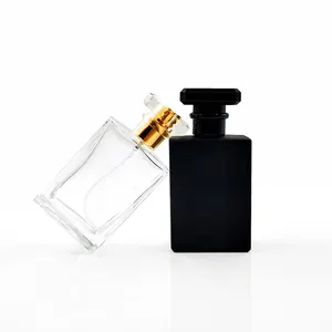 Wholesale custom empty clear fragrance glass bottle 30ml 50ml 100ml 1oz vintage square luxury perfume spray bottle