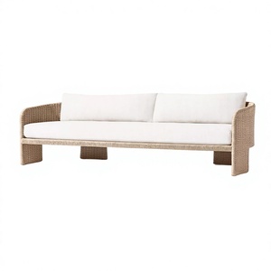 Sofá de exterior de mimbre grueso y resistente a la intemperie, estilo primitivo, para jardín, terraza, isla, resort o villa. - Product Image 3