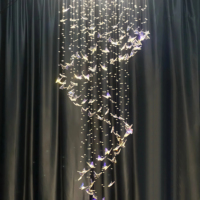 JYLIGHTING Lustre en cristal K9 sur mesure, élégant, en forme d'ailes de papillon, pour escalier, plafond haut, long et en cascade