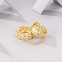 Boucles d'oreilles créoles en argent sterling 925 à motif tressé avec moissanite pour femme, serties clos, moissanite taille ronde, boucles d'oreilles diamant