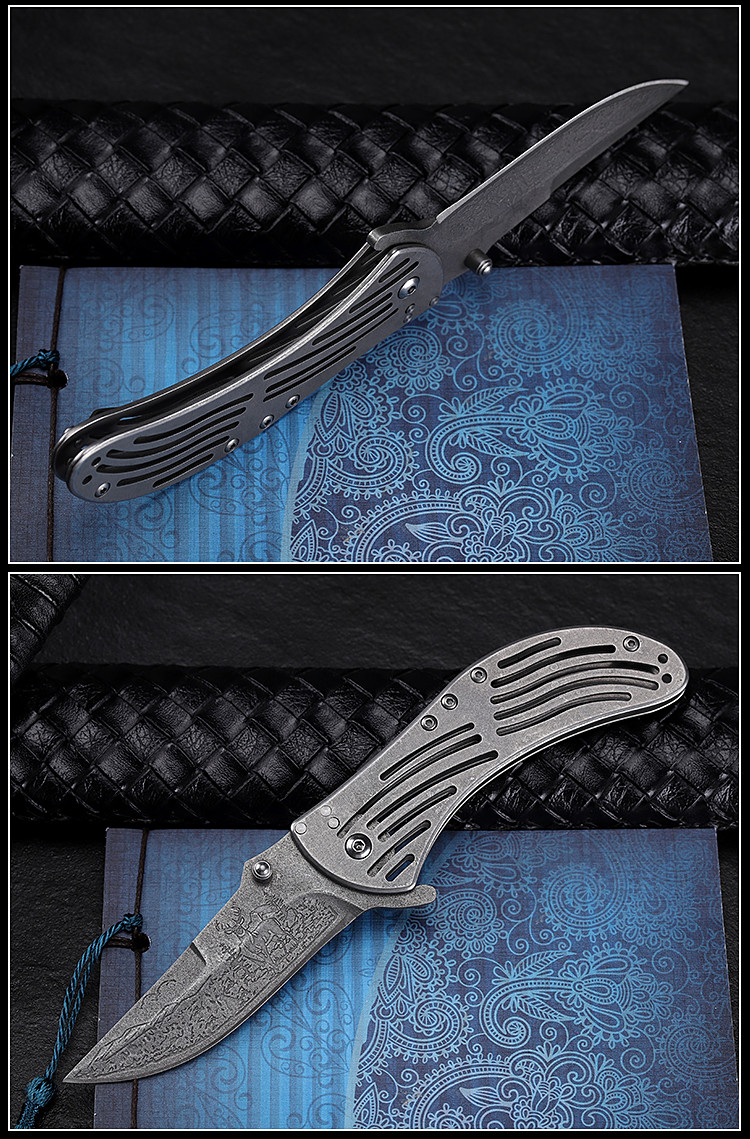 小edc石洗冷钢户外折叠式小刀狩猎求生露营徒步自卫救援战斗刀 - buy 