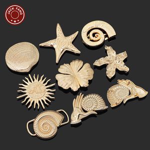 Hebilla de Conexión para Bikini, Accesorio de Metal para Trajes de Baño, Hebilla de Forma Irregular Dorada con Diseño de Concha Marina para Vestidos de Mujer, Hebilla Decorativa de Concha Personalizada - Product Image 1