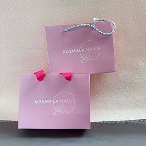 Piccolo lusso rosa patinato carta Kraft Tote nastro manico personalizzato commercio all'ingrosso regalo borsa di laminazione stampa di movimentazione - Product Image 5