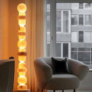 Lampadaire pagode sculpturale de luxe luminaire debout <span class=keywords><strong>colonne</strong></span> d'<span class=keywords><strong>albâtre</strong></span> empilée pour décor intérieur d'hôtel de salon moderne - Product Image 2