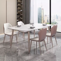 Ensemble de table à manger carrée moderne en pierre frittée de luxe avec 6 chaises, imperméable et écologique, pour la maison, le restaurant, la salle à manger
