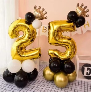 Globos de Número del 0 al 9 en Dorado Cromado de 32 Pulgadas, Decoraciones <span class=keywords><strong>para</strong></span> Fiestas de Cumpleaños, San Valentín y Navidad - Product Image 1