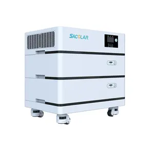 Sacolar ESS 51.2V 5.5KWh~66KWh Stackable LiFePO4 Battery Off Grid Hybrid Solar Inverter 6KW All In 1 ESS