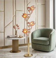 Lampe sur pied élégante pour salon, éclairage décoratif moderne en fer LED E27, avec une élégante fleur de lotus rose