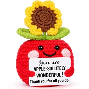 Idées de cadeaux de remerciement pour la Journée des enseignants, cadeaux de remerciement en forme de pomme et de tournesol au crochet pour les enseignants, les infirmières et les collègues - Product Image 1