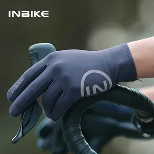 Guantes de carreras de dedo completo INBIKE para hombres y mujeres, guantes de ciclismo antideslizantes que absorben los golpes para montar en bicicleta de carreras de carretera