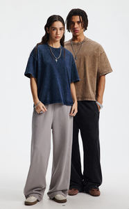 Camiseta holgada de moda de estilo corto en caja, camisetas Unisex Vintage de lavado de nieve, camiseta desgastada de manga corta de algodón 100% para hombre - Product Image 4