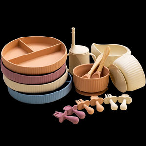 Bol à ventouse en silicone pour bébé, assiette, vaisselle, gobelet sans BPA, bavoirs, cuillère, fourchette, ensembles de vaisselle pour enfants, antidérapant, dessin animé, 0-12 mois - Product Image 4