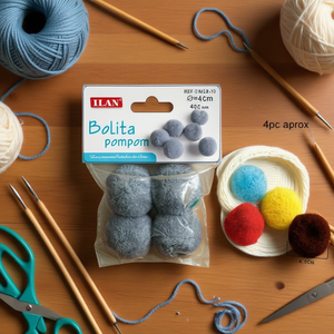 Ilan Bolita Pompom 4.0 Cm Gris, Decoraciones de Lana para Manualidades - Product Image 3