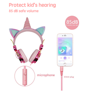 <span class=keywords><strong>Cuffie</strong></span> <span class=keywords><strong>per</strong></span> <span class=keywords><strong>Bambine</strong></span> con Filo da 3,5mm, Design Arcobaleno con Diamanti e Unicorno - Product Image 2
