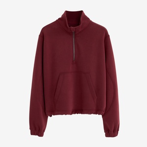 Nouveau Sweat-shirt Femme Hiver 2025 Printemps Demi-Zip Modal Délavé Effet Air Layer Tricoté Col Montant Polyvalent - Product Image 6