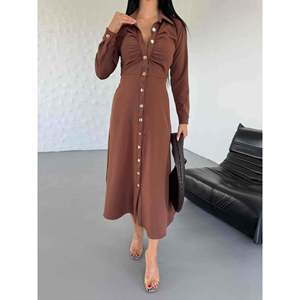 Vestido Camisero Informal Vintage con Cuello Alto, Cintura Natural, Tejido de Punto, Estampados para Vacaciones Diarias, Tallas XS a 6XL para Primavera Verano - Product Image 3