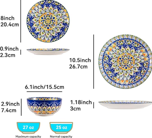 Bohemian Ceramic Dinnerware Set Stocked Durable Microwave Safe Leak-Proof Assorted Dishes Tableware <b>Baking</b> <b>Tray</b> Party - Product Image 4