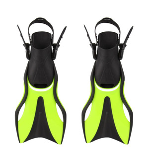 Palmes de plongée réglables pour l'entraînement à la natation, à talon ouvert, pour enfants et adultes, couleur bleu-noir, matériau TPEPP - Product Image 2
