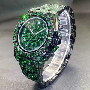 Montre de style Hip Hop entièrement sertie de diamants, montre à quartz en acier inoxydable avec cadran en moissanite, testée au diamant - Product Image 4