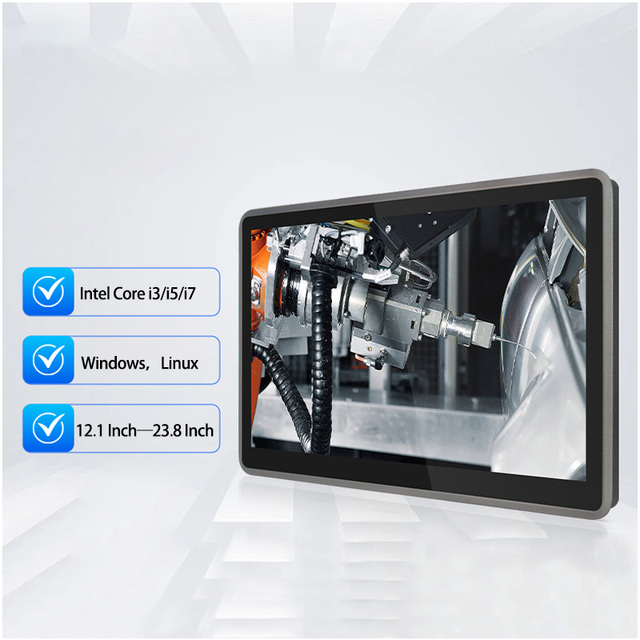 Windows/Linux Full Aluminium Touch Screen Industrial Panel PC 2.5GbE Fanless Intel Core I7 6 USB Ports for CNC Kiosk Automation