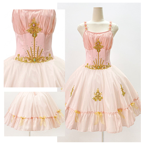 Vestido de tutú de ballet profesional rosa cosido a mano con pedrería dorada, disfraz de bailarina clásica para la obra El Cascanueces. - Product Image 2