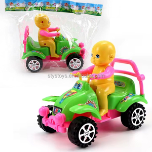 Prix de gros Jouets Bon marché Ligne de traction Jouets voiture en plastique Cartoon Boys Riding Beach Motorcycle avec sonnerie Bell - Product Image 3