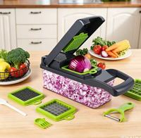 Multifunctionele handmatige groentehakker, -snijder en -slicer met opbergbak en veiligheidsbescherming, keukenhulp voor thuis koken