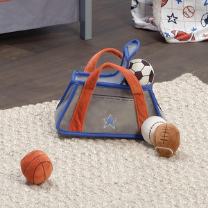 Non-Irritant Sports Thème Chambre Décor Coton Rempli Quatre Boules En Peluche Jouet Interactif Ensemble avec Sac De Rangement Doux 2024 Bébé Jouet - Product Image 3