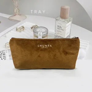 Luxury Plush Quilted Custom Logo Large Capacity Organizer Travel Trolley Velvet Women Makeup Cosmetic Bags Cases