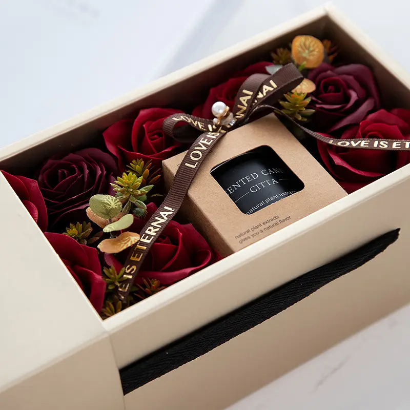Label bunga harum lilin pilar wangi, kotak hadiah beraroma bunga untuk Natal dan Ramadan set lilin mewah kotak hadiah