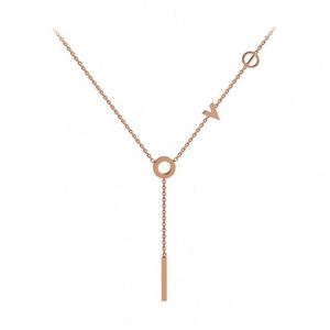 Collar de cadena de eslabones chapado en oro de acero de titanio para mujer, con dije de amor heterosexual pequeño, de lujo ligero, de nicho, estilo hip hop, a la moda. - Product Image 5