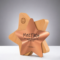 Plaque de récompense en bois artisanale écologique de la marque Noble Manufacturer avec gravure laser, trophée étoile