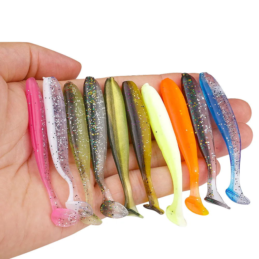Easy Shiner Fishing Lures 50mm 75mm 100mm 130mm Wobblers Carp Fishing Soft Lures Silicone Artificial Double Color Baits