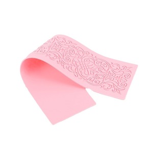Lace Fondant Edge Silicone Mold Pink Rectangle Baking Molds For Wedding Cake Decorating - Product Image 1