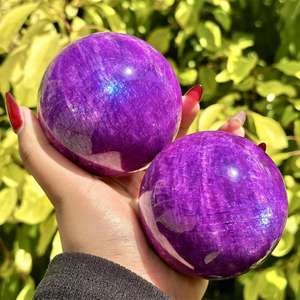 Esfera de Piedra Lunar Púrpura Natural Impresionante al por Mayor, Esfera Pulida Bohemia para Decoración del Hogar y Colección - Product Image 2