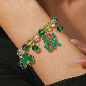 Nuovo St. Patricks per feste bracciale con ciondoli in acrilico con trifoglio di <span class=keywords><strong>birra</strong></span> verde Lucky Unisex all'ingrosso - Product Image 2