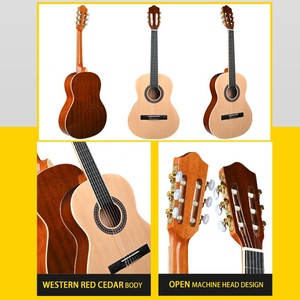 <span class=keywords><strong>Guitare</strong></span> classique en cèdre et sapele de 36 pouces avec logo OEM personnalisé, table en cèdre acoustique, instrument de musique personnalisé - Product Image 4